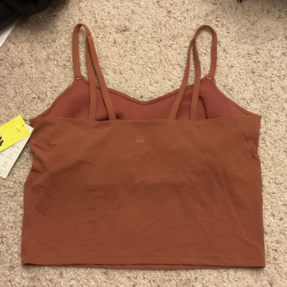 all in motion Rust-Brown Double-Strap Cropped Tank - Picture 2 of 6